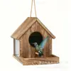 Nido de Pájaro de Madera Colgante Casa para Colibríes con Comedero de Cría Casa Cálida para Pájaros al Aire Libre Caja para Cría de Pájaros en Casa