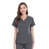 Bata quirúrgica elástica cuello en V manga corta traje de uniforme de enfermera de hospital azul oscuro ropa para lavar a mano
