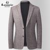 Traje de punto de lana Leishibert para otoño e invierno traje pequeño para hombres jóvenes y de mediana edad traje casual de lana de corte ajustado para hombres