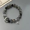 Pulsera de Impresión Wang Yechang Diseño de Nicho Femenino Nuevo Estilo Chino Taiji Bagua Pulsera de Perlas de Doble Capa Pulsera de Estilo Nacional