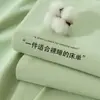 Lençóis de Algodão Puro Ajustáveis Classe A Peça Única 100% Algodão Não Forma Bolinhas Cobre-leito Camada Única Cama Lençóis de Cama Fronha Conjunto de Três Peças Protetor de Colchão