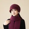 Chapéu de Pescador para Mães de Meia-Idade e Idosas 2025 Chapéu de Lã Feminino Outono e Inverno Cachecol de Vovó Chapéu Gorro de Tricô Quente