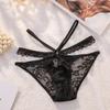 Ropa Interior Sexy de Encaje de Verano de Cintura Media para Mujer con Tirantes Cruzados, Delgada, Transpirable, Fondo de Algodón Invisible, Calzoncillos que Cubren la Cadera