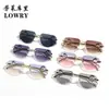 Comercio Exterior Transfronterizo Personalidad Europea y Americana Montura de Pierna de Leopardo Gafas de Sol Poligonales Sin Montura Moda Gafas de Sol con Protección UV 8060