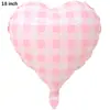 Celebridad de Internet Estilo Ins Coreano Amor Globo de Película de Aluminio Cuadrícula Rayas Corazón Diseño de Escena de Cumpleaños Accesorios para Fotos