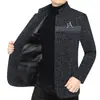 Chaqueta de hombre transfronteriza para otoño e invierno, estilo casual de negocios, cuello alto, forrada de polar, engrosada, adecuada para hombres de mediana edad, chaqueta de chenilla
