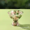 Copo de Sorvete Criativo, Copo de Vidro de Camada Dupla Preenchido com Flores Secas de Alto Borossilicato, Taça Transfronteiriça, Copo de Sobremesa de Aparência Sofisticada