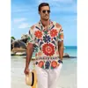 Camisa hawaiana casual de manga corta para hombre, retro, floral, con estampado digital 3D, superventas de verano transfronterizo