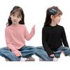 Blusa Térmica Meia-Gola para Meninas Outono e Inverno Camiseta Interna Quente de Manga Longa para Crianças Maiores Nova Cor Sólida Camada de Base