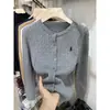 Suéter de Punto Trenzado de Color Sólido con Bordado Suéter para Mujer Otoño e Invierno 2024 Abrigo de Una Fila de Botones Top