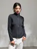 Cardigan de punto acanalado ajustado para mujer, nuevo estilo de principios de otoño, diseño texturizado, efecto adelgazante, cuello semi-alto, suéter de punto con cierre de cremallera