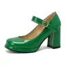 Zapatos Mary Jane de Charol para Mujer Primavera y Otoño Nuevos Punta Redonda Tacón Grueso Tacón Súper Alto Zapatos de una Sola Capa para Mujer con Hebilla Zapatos Sencillos para Mujer