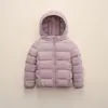 Casaco de Inverno Quente Infantil Pinghu Chixin 90 Penas de Pato Branco com Capuz Simples Acanalado Removível Jaqueta de Penas Espessa