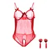 Ropa interior europea y americana de talla grande Sexy Encaje Lazo Tres Puntos Hueco Tirante Espalda Bonita Jompon