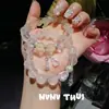 Pulsera Calabaza de Cristal Blanco Lunar Blanco Natural Filamentosa Pulsera Flor de Fulu Dios Melocotón y Melocotón