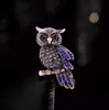 Nova Broche de Coruja Azul Incrustado de Diamantes de Luxo Acessório para Roupa Broche de Coruja Retrô Feminino