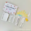 Caja de regalo temática de osos, juego de seis piezas de vajilla de cumpleaños para fiesta de postres, repostería, juego completo desechable de cuchillo, tenedor y plato para pastel