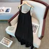Moda Feminina Plus Size 2025 Novo Conjunto de Verão para Meninas Cheinhas, Camisa de Chiffon Emagrecedora e Vestido de Alça, Conjunto de Duas Peças Rejuvenescedor