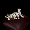 Broche de Leopardo Incrustado con Circonita Europea y Americana, Accesorio de Ropa de Lujo de Alta Gama para Hombres y Mujeres, Pin Exquisito y Único