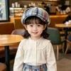 Gorra Plana de Cuadros Retro para Hombres y Mujeres, Boina Delgada Transpirable de Verano, Gorra de Periódico, Sombrero Octagonal de Cuadros, Sombrero para Niños