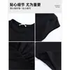 Conjunto de Falda Corta Negra para Mujer a Principios de Primavera, de Manga Corta, Ajustado, Sexy, Estilo Puro Deseo, Vestido Bodycon de Chica Hot