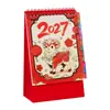 Calendario de Escritorio de Papel Espiral Estilo Chino Modelo Nuevo 2027 Calendario de Escritorio de Oficina Calendario de Escritorio Pequeño Rojo Festivo Hecho a Medida