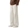 Pantalones Curvos Forrados de Polar para Hombre 2026 Nuevo Otoño/Invierno Pierna Recta Suelta Tacto de Alta Gama Casual de Otoño Pantalones de Chándal Blancos para Hombre