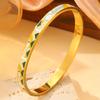Pulsera de acero de titanio de moda estilo europeo y americano para mujer, patrón de gota de aceite de esmalte de color, tendencia, joyería de acero de titanio que no se decolora