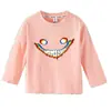 Camiseta de Manga Larga para Niños Estilo Nuevo Primavera y Otoño con Estampado en la Espalda, Top Holgado Casual de Algodón Puro para Niños y Niñas, Tendencia Camiseta de Manga Larga
