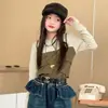 Calça Cimitarra Balão para Meninas Outono 2026 Novo Estilo para Crianças de Meia-Idade e Mais Velhas Cintura com Renda Calça de Perna Larga Roupas Infantis para o Início do Outono Calças
