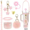 Tampa de Silicone para Copo com Flor Tampa de Silicone para Copo de Água Stanley Corda de Silicone Tampa de Palito com Flor Conjunto de Acessórios com Pingente de Bola de Pelo