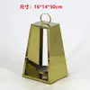 Lampião de Vento Estilo Europeu Suporte de Vela de Aço Inoxidável Lanterna de Vidro Dourada Lâmpada à Prova de Vento Lâmpada de Manteiga para Exterior Ornamento de Decoração