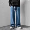 Jeans para Hombre de Pierna Recta Elásticos en la Cintura para Primavera y Otoño Lavados Estilo Retro Japonés Duraderos Versátiles Pantalones Venta al por Mayor