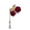 Flor de Rosa Roja Borla de Cereza Pinza para Cola de Caballo Pasador Pequeño Pinza para el Cabello Accesorio para el Cabello Se vende por Libra en el Puesto