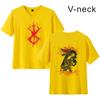 Camiseta de manga corta con cuello en V informal para parejas con estampado de anime de Amazon, estilo espada de verano, Berserk legendario, combinable