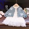 2025 Nuevo Traje de Vestido de Primavera para Niñas Chaqueta de Mezclilla para Niñas Estilo de Primavera Falda de Princesa para Bebé