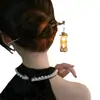 Pin para el cabello de linterna luminosa del Festival de Mediados de Otoño, pinza para el cabello de lámpara de palacio para mujer, palillos, tocado de paso Hanfu, accesorios para el cabello de aleación de lámpara de palacio con borla de alta calidad