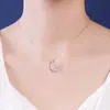 Colar pingente em prata de lei S925 com incrustação de zircônia, design de chifre de boi, para mulheres, design de nicho de luxo leve, corrente para clavícula de alta qualidade, presente