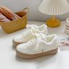 Zapatos Blancos Peludos Bai Kuang con Zapatillas Cálidas de Algodón Zapatos de Mujer Nicho de Suela Gruesa de Tacón Alto B-9392Mx