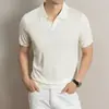 Comercio Electrónico Transfronterizo Verano Hombres Cuello de Gaviota Manga Corta Camisa Polo Solapa Casual de Negocios Color Sólido Tacto de Alta Gama Camiseta Hombres