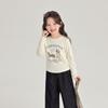 Pudding Haru Children's Wear Primavera Meninas Estilo Ocidental Top 2025 Primavera Novas Crianças Cachorro Estampado Manga Longa Camiseta