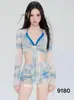 Traje de baño para mujer Nuevo Sexy Playa Dividido Fuente termal 2025 Promesa Vacaciones Bikini Sexy de Cuatro Piezas 9180 Elegante