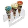 Soporte para conos de helado de 3 orificios, soporte para conos de algodón de azúcar, acrílico transparente, copa para congelador para rollitos de sushi