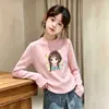Blusa Básica Manga Longa Infantil Feminina Gola Redonda Slim Fit Estilosa Casual Roupa Íntima Novo Estilo Outono/Inverno