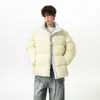 Jack Chuan Yang Invierno Nuevo Color Block Corta Estilo Kendall Chaqueta de Algodón para Hombre Holgada Engrosada Cálida Ropa de Algodón Exterior de Moda