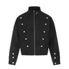 Chaqueta de botones estilo retro americano Napoleón con cuello mao, unisex, corte holgado, prenda exterior casual de alta gama, moderna