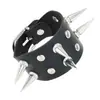 Pulsera Punk Transfronteriza Europea y Americana Estilo No Convencional Exagerada con Remaches y Púas de Aleación, Pulsera Doble Fila de Cuero