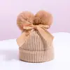 Sombrero de Bebé con Lazo de Doble Pompones Optimización Transfronteriza Sombrero de Lana para Niños Sombrero de Bebé Grueso para Otoño e Invierno Sombrero de Punto para Niños