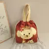 Bolsa de almacenamiento linda caricatura bolsillo con cordón bolsa para lonchera gran capacidad bolsa de cosméticos bolsa de lona portátil primera generación de pelo