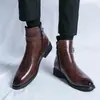 Botas Chelsea exclusivas transfronterizas talla grande para hombre estilo británico de moda de caña alta de cuero con cremallera lateral Botas Martin de media caña caballero